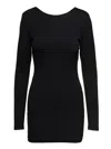 Rotate Birger Christensen Rotate Black Mini Fitted Dress With Cut-out Details On The Back In Viscose In Black