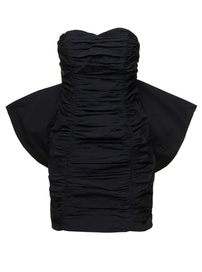 ROTATE BIRGER CHRISTENSEN BLACK MINI PLEATED DRESS