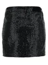 Rotate Birger Christensen Black Mini-skirt With All-over Paillettes And Logo Patch In Black