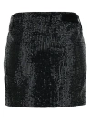 Rotate Birger Christensen Black Mini-skirt With All-over Paillettes And Logo Patch In Black