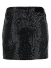 Rotate Birger Christensen Black Mini-skirt With All-over Paillettes And Logo Patch In Black