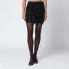 Rotate Birger Christensen Black Mini Skirt With Beaded Fringes In Black