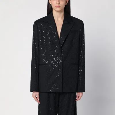 ROTATE BIRGER CHRISTENSEN ROTATE BIRGER CHRISTENSEN BLACK OVERSIZE BLAZER WITH SEQUINS