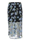 Rotate Birger Christensen Rotate Black Pencil Skirt With Mesh Panels And All-over Floral Motif In Tech Fabric Woman In Black