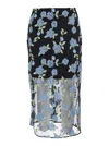 Rotate Birger Christensen Rotate Black Pencil Skirt With Mesh Panels And All-over Floral Motif In Tech Fabric Woman In Black