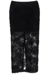Rotate Birger Christensen Black Recycled Polyester Floral Mesh Pencil Skirt In Black