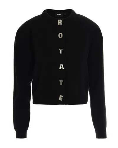 ROTATE BIRGER CHRISTENSEN BLACK RIBBED KNIT CARDIGAN