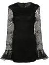 Rotate Birger Christensen Shiny Flounce Mini Dress In Black