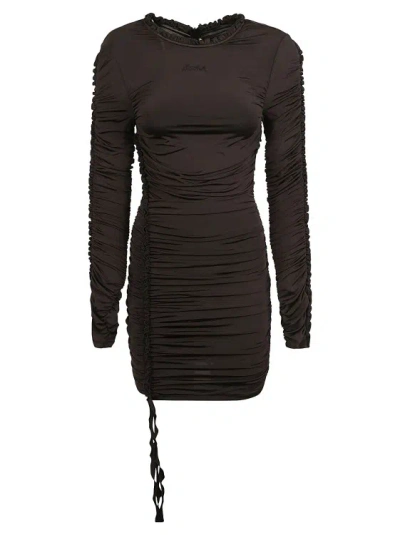 Rotate Birger Christensen Rotate Black Ruffled Trim Minidress