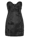 Rotate Birger Christensen Black Satin Mini Dress With Sweetheart Neckline In Black