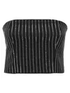 Rotate Birger Christensen Rotate Cropped Top With Sequined Stripes In Black