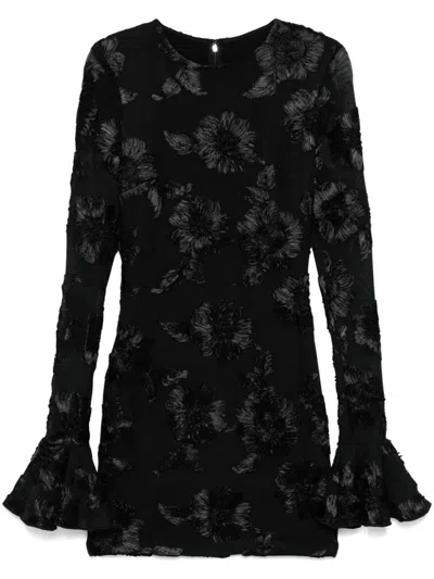 Rotate Birger Christensen Black Short Dress With Floral Print