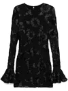Rotate Birger Christensen Black Short Dress With Floral Print In Black