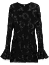 Rotate Birger Christensen Black Short Dress With Floral Print In Black