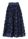 Rotate Birger Christensen Blue Skirt With All-over Floral Decorations In Fabric Woman In Blue