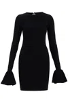 ROTATE BIRGER CHRISTENSEN BLACK VISCOSE MINI DRESS WITH CUTOUT ON THE BACK AND RIBBED KNIT
