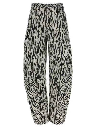 ROTATE BIRGER CHRISTENSEN BLACKWHITE PRINTED TWILL CARGO PANTS