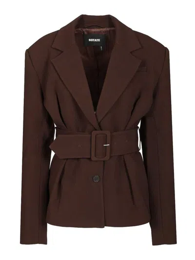 Rotate Birger Christensen Belted Blazer In Burgundy