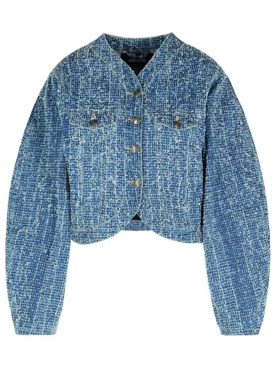 Rotate Birger Christensen Blue Cotton Short Jacket