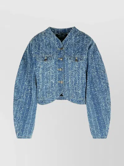 ROTATE BIRGER CHRISTENSEN BLUE COTTON SHORT JACKET