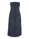 Rotate Birger Christensen 'textured Strapless Midi Dress With Back Slit' In Black
