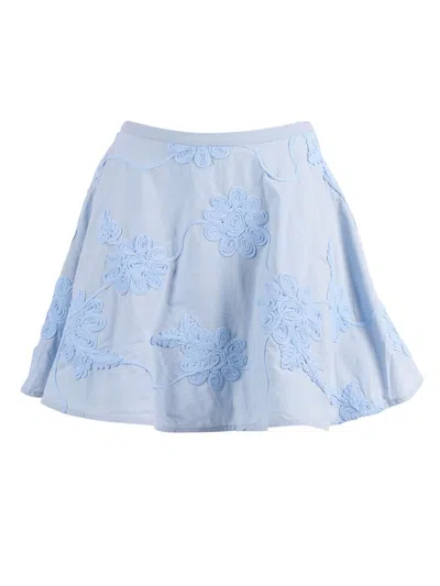 Rotate Birger Christensen Blue Plein Air Flower Mini Skirt