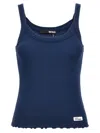 Rotate Birger Christensen Sculpted Ribbed Tank Top With Scoop Neck In Blue