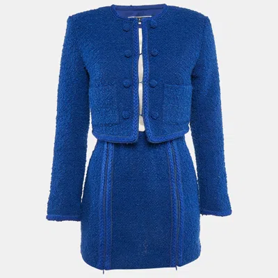 Pre-owned Rotate Birger Christensen Blue Tweed Lina Jacket And Skirt Set M/s