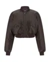 Rotate Birger Christensen Rotate Braided Leather Bomber Jacket Brown In Brown