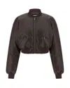 Rotate Birger Christensen Rotate Braided Leather Bomber Jacket Brown In Brown