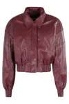 Rotate Birger Christensen Rotate Silk-finish Bomber Jacket With Ribbed Cuffs In Burgundy