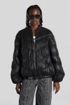 Rotate Birger Christensen Faux Leather Pleated Bomber Jacket In Black