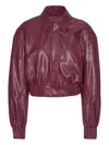 Rotate Birger Christensen Leather Effect Bomber Jacket In Pink