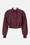 Rotate Birger Christensen Rotate Silk-finish Bomber Jacket With Ribbed Cuffs In Burgundy