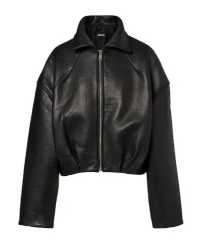 Rotate Birger Christensen Bonded Leather Blouson Jacket In Black