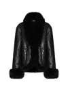 Rotate Birger Christensen Bonded Leather Jacket Black In Black