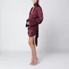 Rotate Birger Christensen Bordeaux Draped Silk Mini Dress In Burgundy