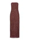 Rotate Birger Christensen Bordeaux Evening Dress With All-over Paillettes In Brown