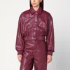 Rotate Birger Christensen Rotate Silk-finish Bomber Jacket With Ribbed Cuffs In Burgundy