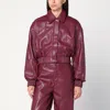 Rotate Birger Christensen Rotate Silk-finish Bomber Jacket With Ribbed Cuffs In Burgundy