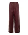 Rotate Birger Christensen Bordeaux Faux Leather Trousers In Red