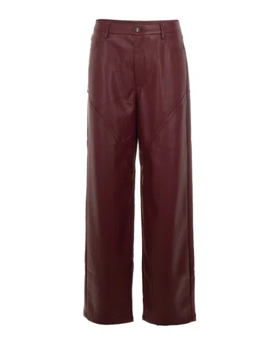 ROTATE BIRGER CHRISTENSEN BORDEAUX FAUX LEATHER TROUSERS