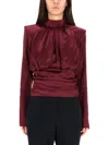 Rotate Birger Christensen Bordeaux Long-sleeved Top In Multi
