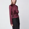 Rotate Birger Christensen Bordeaux Draped Silk Mini Dress In Burgundy