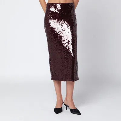 Rotate Birger Christensen Bordeaux Sequin Pencil Skirt In Burgundy