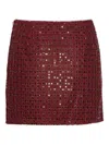 Rotate Birger Christensen Mesh Midi Skirt With Floral Bead Embroidery In Red