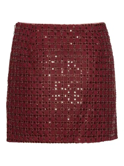 ROTATE BIRGER CHRISTENSEN BORDEAUX SPARKLING MINI SKIRT  WITH SEQUINS