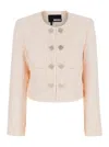 Rotate Birger Christensen Pink Cropped Jacket With Jewel Buttons In Neutrals