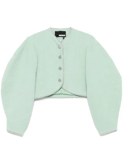 Rotate Birger Christensen Wool-blend Bouclé Jacket In Green