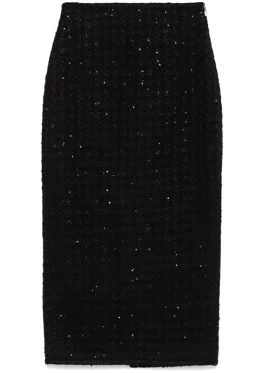 Rotate Birger Christensen Boucle Maxi Skirt In Black